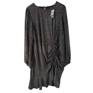 Torrid Party Dress Sparkle Ruched Long Sleeve Plus Size 2 / 2X